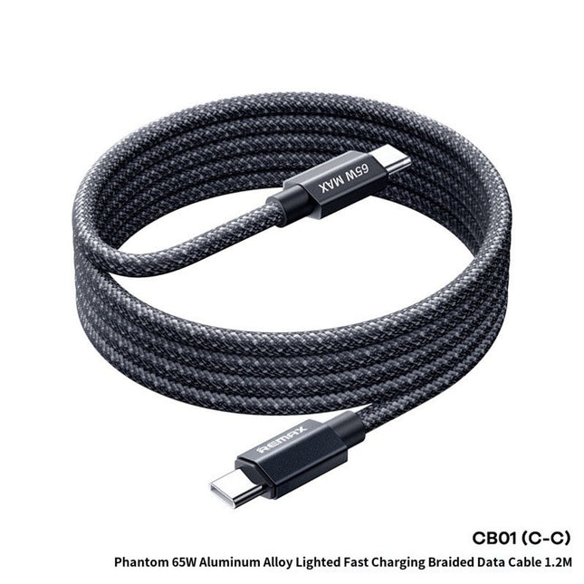 REMAX Phantom  aluminum alloy light fast charging braided data cable 1.2M CB01