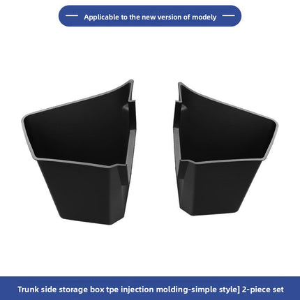 Tesla Model Y Trunk Side Storage Box Set | TPE Waterproof Organizer with Pull Handle Cover 4 Piece