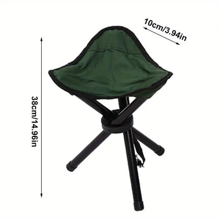 Compact Folding Tripod Stool - Portable Oxford Fabric Camping Chair for Fishing, Beach & Outdoor Use