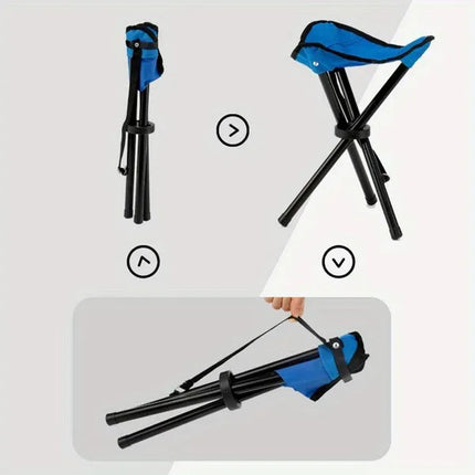 Compact Folding Tripod Stool - Portable Oxford Fabric Camping Chair for Fishing, Beach & Outdoor Use