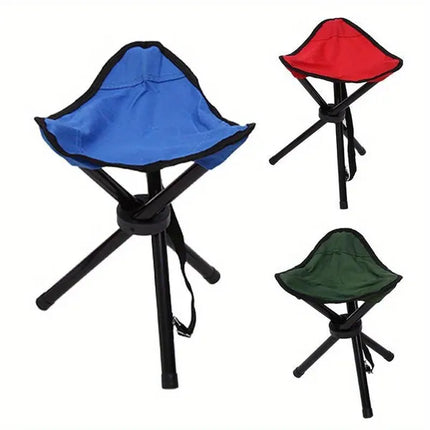 Compact Folding Tripod Stool - Portable Oxford Fabric Camping Chair for Fishing, Beach & Outdoor Use