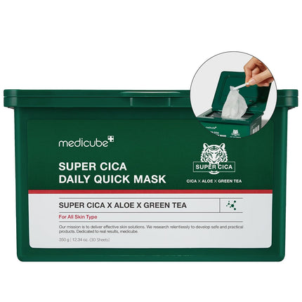 Medicube Super Cica Daily Quick Facial Masks (30ea) / Instant Cooling & Moisturization