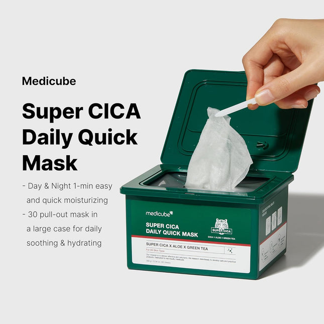 Medicube Super Cica Daily Quick Facial Masks (30ea) / Instant Cooling & Moisturization