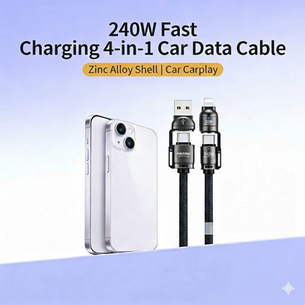 REMAX Vanguard 240W Multifunctional USB-to-USB-C Zinc Alloy Data 1.2M Cable C1(A+C-C+L)