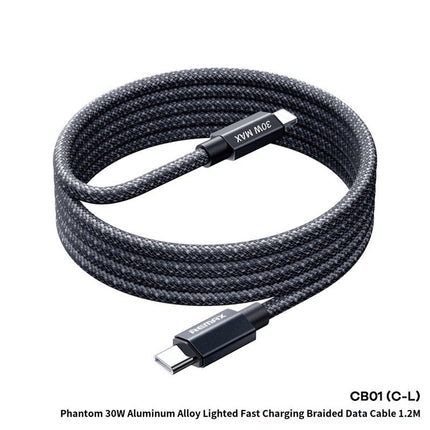 REMAX Phantom  aluminum alloy light fast charging braided data cable 1.2M CB01