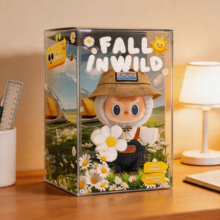 Acrylic Display Case for POP MART Labubu The Monsters, Fall In Wild Themed, 3mm Thick, 12x12x19cm, Dustproof Protective Box