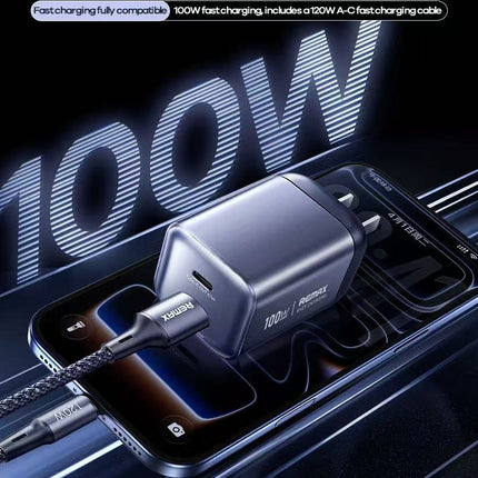 REMAX Wisdom Series 100W GaN Travel Charger+A-C Data Cable Set CA-15(AC100W) UK