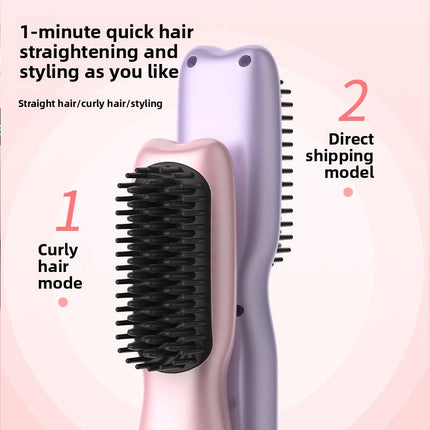 Wireless Heated Brush with Negative Ion Technology for Frizz-Free Hair Straightening & Styling