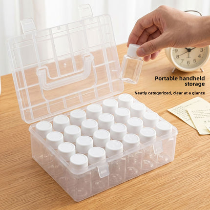Large Capacity Transparent Plastic Storage Box for Perler Beads, Divided Organizer with Small Jars for DIY Craft Supplies