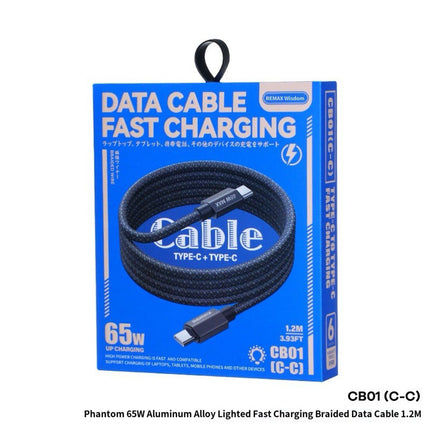 REMAX Phantom  aluminum alloy light fast charging braided data cable 1.2M CB01