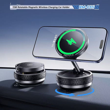 Remax 15W Rotatable Magnetic Wireless Charging Car Holder RM-C51i