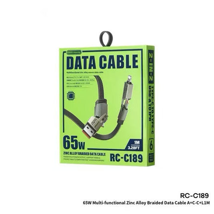 REMAX 65W Multi Functional Zinc Alloy Braided Data Cable RC-C189