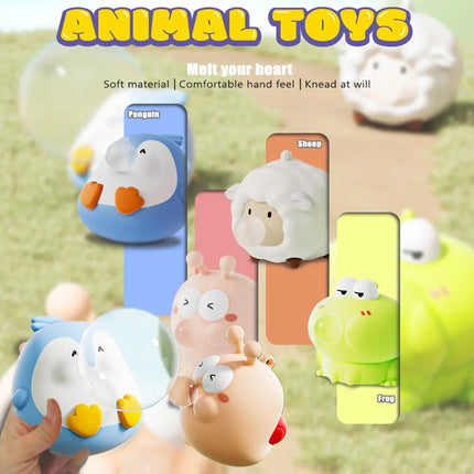 Animal Bubble Popper Fidget Toy Set, Capybara Sheep Penguin Snail Frog Stress Relief Sensory Toy for Kids and Adults