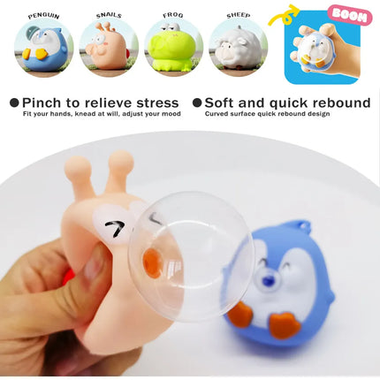 Animal Bubble Popper Fidget Toy Set, Capybara Sheep Penguin Snail Frog Stress Relief Sensory Toy for Kids and Adults