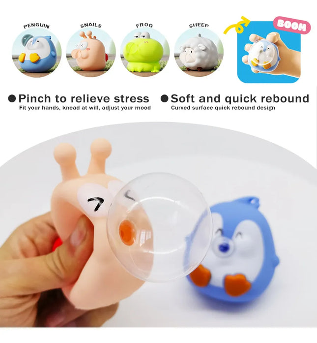 Animal Bubble Popper Fidget Toy Set, Capybara Sheep Penguin Snail Frog Stress Relief Sensory Toy for Kids and Adults