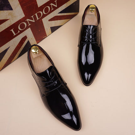 Men’s Pointed Toe Leather Dress Shoes with Built-In Height Lift