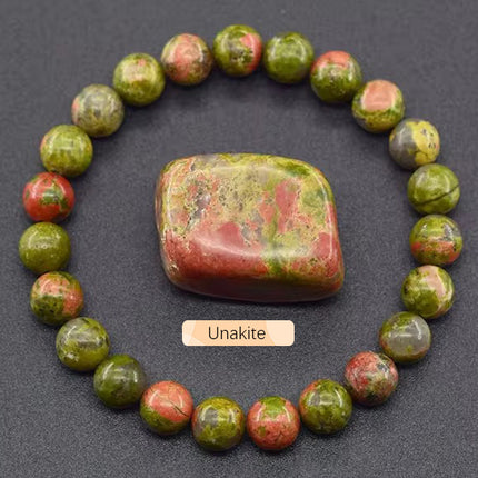 Natural 8mm Handmade Apatite Sunstone Agate Crystal Gemstone Beaded Jewelry Bracelet