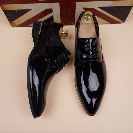 Men’s Pointed Toe Leather Dress Shoes with Built-In Height Lift