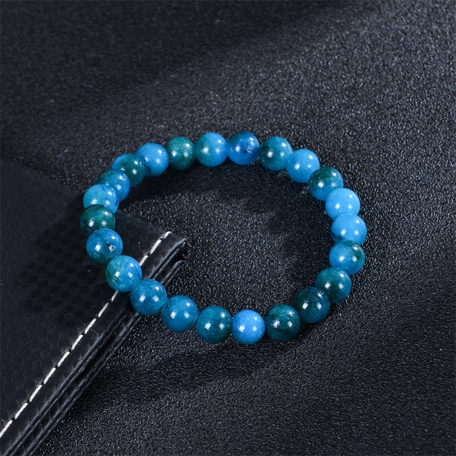 Natural 8mm Handmade Apatite Sunstone Agate Crystal Gemstone Beaded Jewelry Bracelet