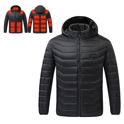 Heated 4-Zone Control Hooded Jacket with 21 Heat Panels for Winter Outdoor Wear