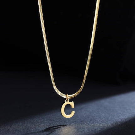 Women’s Elegant Minimalist Initial Necklace, 26-Letter Pendant