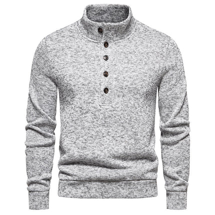 Men’s High Neck Button Up Knit Sweater Pullover