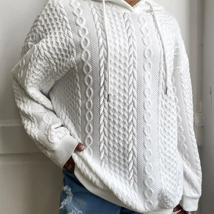 Cozy Women’s Ribbed Knit Hoodie – Casual Long Sleeve Pullover Sweatshirt