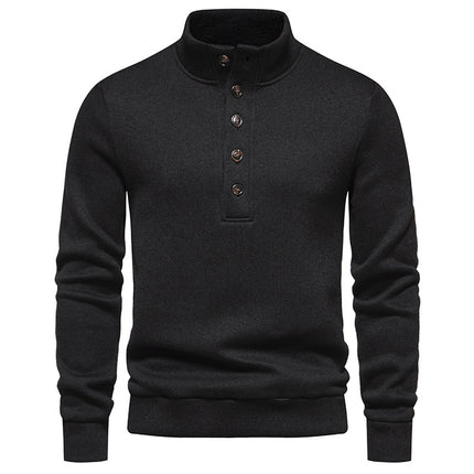 Men’s High Neck Button Up Knit Sweater Pullover