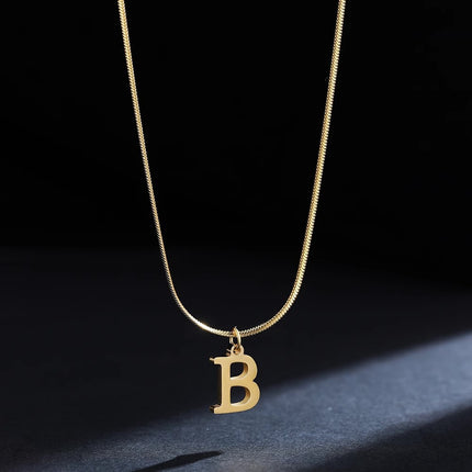 Women’s Elegant Minimalist Initial Necklace, 26-Letter Pendant
