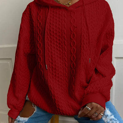 Cozy Women’s Ribbed Knit Hoodie – Casual Long Sleeve Pullover Sweatshirt