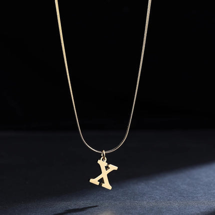 Women’s Elegant Minimalist Initial Necklace, 26-Letter Pendant