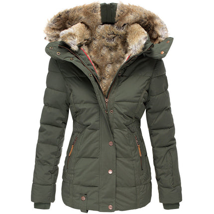 Women's Winter Warm Slim Fit Faux Fur Hooded Coat