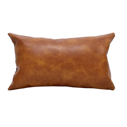 Faux-Leather Scratch-Resistant Decorative Throw Pillow Cover
