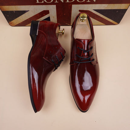 Men’s Pointed Toe Leather Dress Shoes with Built-In Height Lift