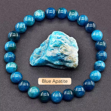 Natural 8mm Handmade Apatite Sunstone Agate Crystal Gemstone Beaded Jewelry Bracelet