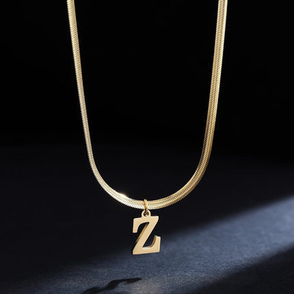 Women’s Elegant Minimalist Initial Necklace, 26-Letter Pendant
