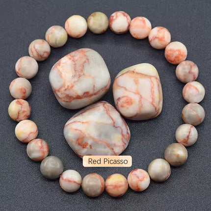Natural 8mm Handmade Apatite Sunstone Agate Crystal Gemstone Beaded Jewelry Bracelet
