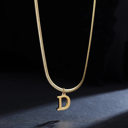 Women’s Elegant Minimalist Initial Necklace, 26-Letter Pendant