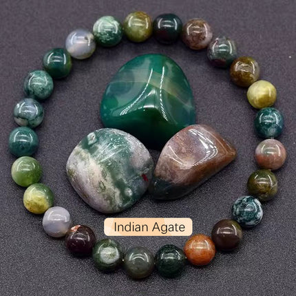 Natural 8mm Handmade Apatite Sunstone Agate Crystal Gemstone Beaded Jewelry Bracelet