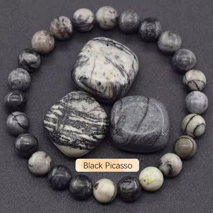 Natural 8mm Handmade Apatite Sunstone Agate Crystal Gemstone Beaded Jewelry Bracelet