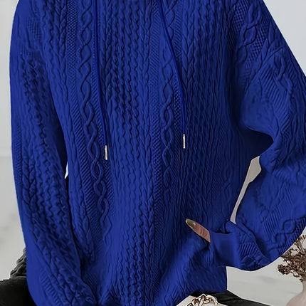 Cozy Women’s Ribbed Knit Hoodie – Casual Long Sleeve Pullover Sweatshirt