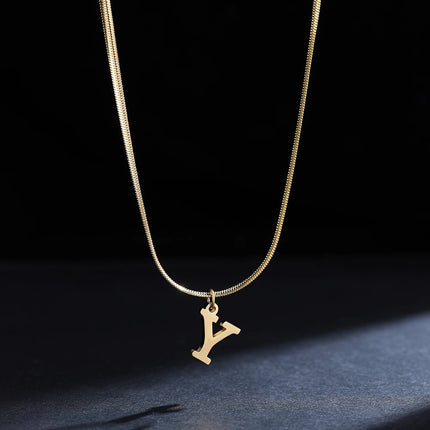 Women’s Elegant Minimalist Initial Necklace, 26-Letter Pendant