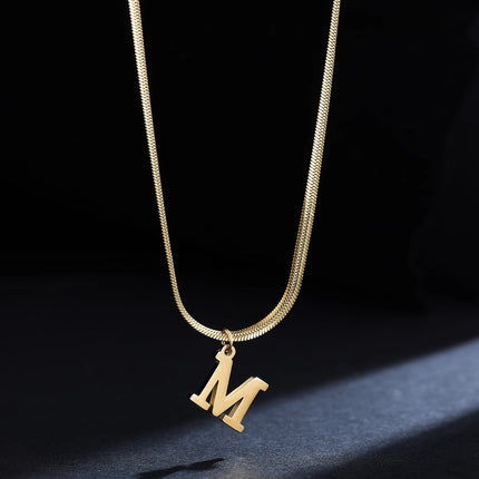 Women’s Elegant Minimalist Initial Necklace, 26-Letter Pendant