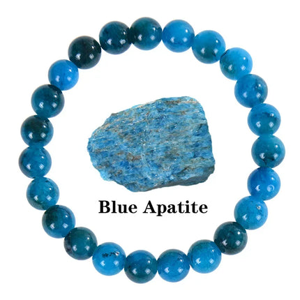 Natural 8mm Handmade Apatite Sunstone Agate Crystal Gemstone Beaded Jewelry Bracelet