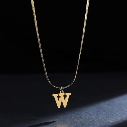 Women’s Elegant Minimalist Initial Necklace, 26-Letter Pendant