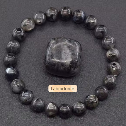 Natural 8mm Handmade Apatite Sunstone Agate Crystal Gemstone Beaded Jewelry Bracelet