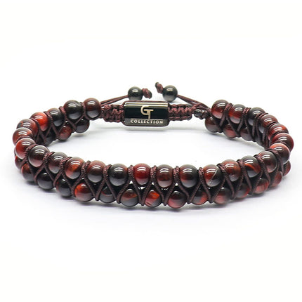 6mm Double Layer Natural Stone Beaded Bracelet Adjustable Braided Cord