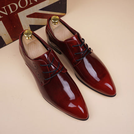 Men’s Pointed Toe Leather Dress Shoes with Built-In Height Lift