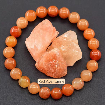Natural 8mm Handmade Apatite Sunstone Agate Crystal Gemstone Beaded Jewelry Bracelet