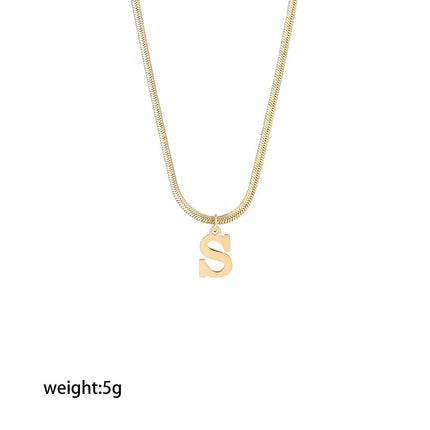 Women’s Elegant Minimalist Initial Necklace, 26-Letter Pendant